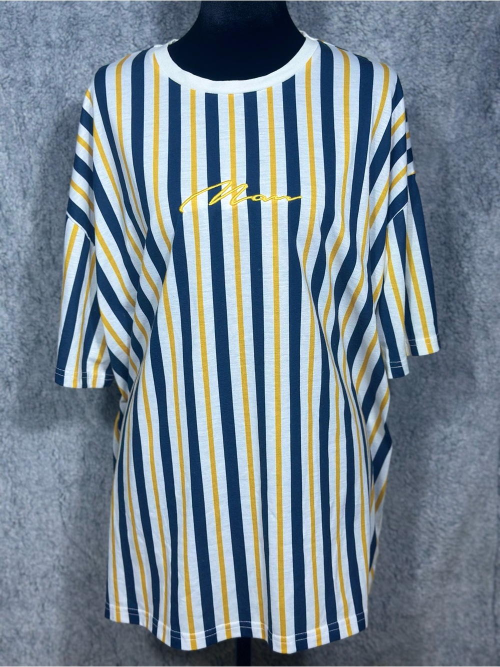 N-NZ Striped Oversized T-Shirt – Navy Yellow White – Size M